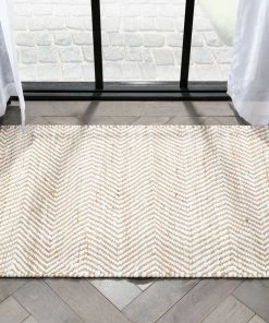 Well Woven Willow Jute Chevron Natural Hand-Woven Chunky-Textured Rug