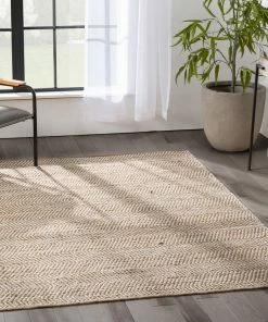 Well Woven Willow Jute Chevron Natural Hand-Woven Chunky-Textured Rug