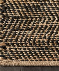 Well Woven Willow Jute Chevron Natural Black Hand-Woven Chunky-Textured Rug