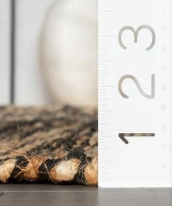 Well Woven Willow Jute Chevron Natural Black Hand-Woven Chunky-Textured Rug