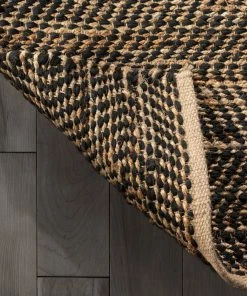 Well Woven Willow Jute Chevron Natural Black Hand-Woven Chunky-Textured Rug