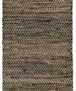 Well Woven Willow Jute Chevron Natural Black Hand-Woven Chunky-Textured Rug