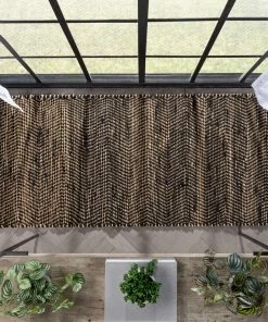 Well Woven Willow Jute Chevron Natural Black Hand-Woven Chunky-Textured Rug