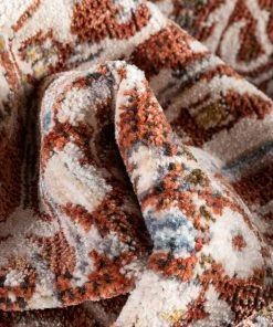 Well Woven Ahote Vintage Floral Damask Pattern Rust Textured Rug Global