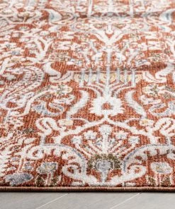 Well Woven Ahote Vintage Floral Damask Pattern Rust Textured Rug Global