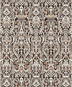 Well Woven Ahote Vintage Floral Damask Pattern Grey Textured Rug