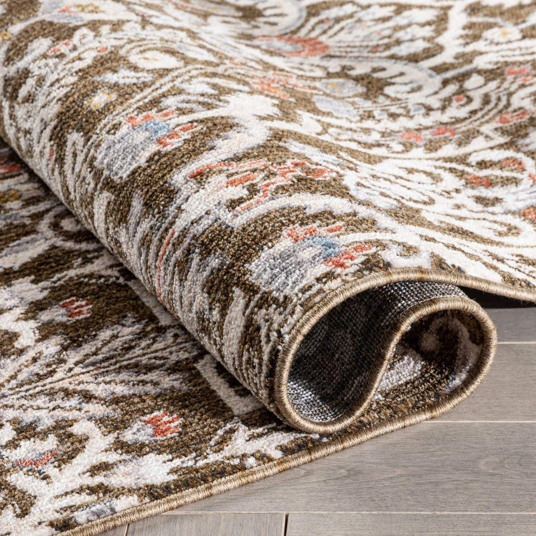 Well Woven Ahote Vintage Floral Damask Pattern Brown Textured Rug 8 Well Woven Ahote Vintage Floral Damask Pattern Brown Textured Rug