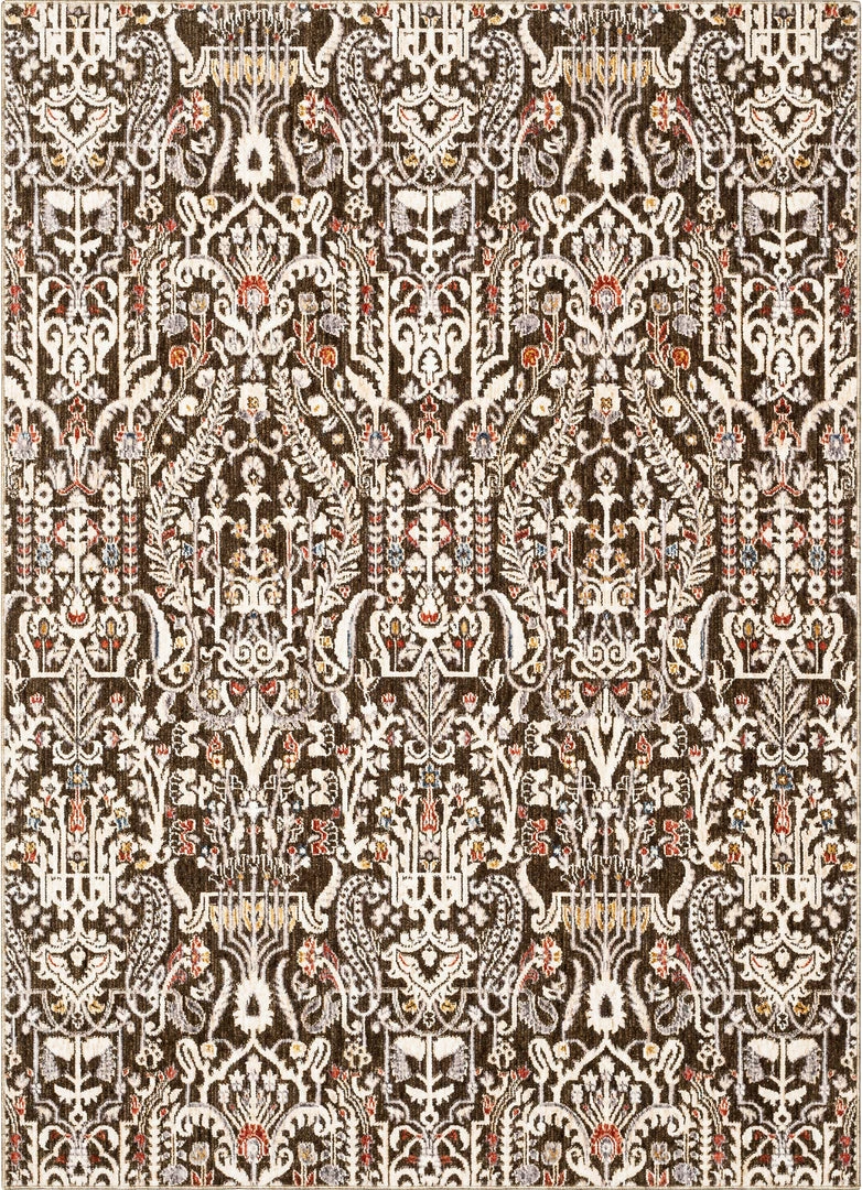 Well Woven Ahote Vintage Floral Damask Pattern Brown Textured Rug 2 Well Woven Ahote Vintage Floral Damask Pattern Brown Textured Rug