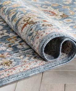 Well Woven Global Creo Vintage Floral Oriental Persian Light Blue Textured Rug