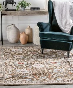 Well Woven Global Creo Vintage Floral Oriental Persian Brown Textured Rug