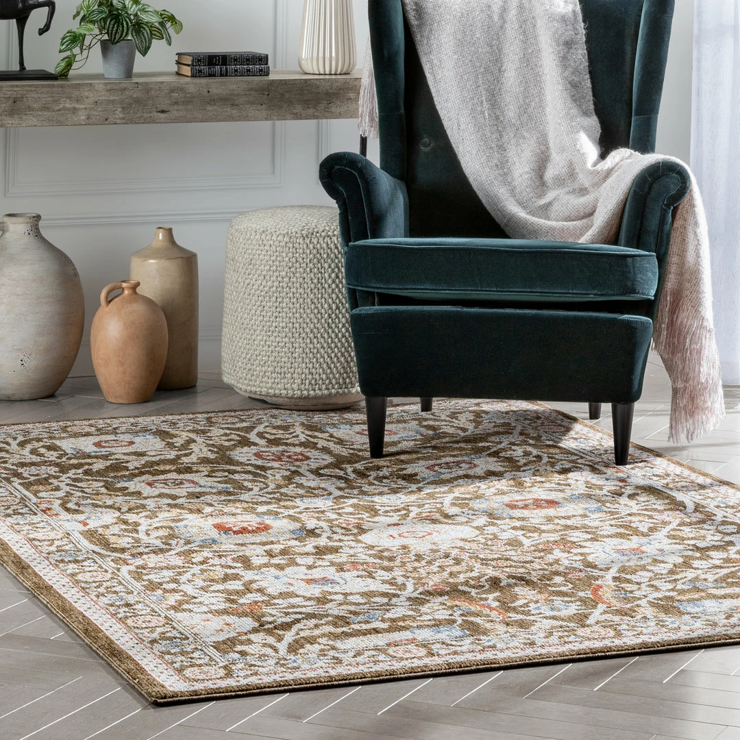 Well Woven Global Creo Vintage Floral Oriental Persian Brown Textured Rug 6 Well Woven Global Creo Vintage Floral Oriental Persian Brown Textured Rug