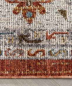 Well Woven Kestrel Vintage Tribal Floral Pattern Rust Textured Rug Global