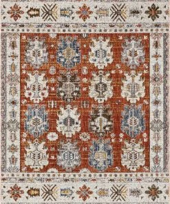 Well Woven Kestrel Vintage Tribal Floral Pattern Rust Textured Rug Global