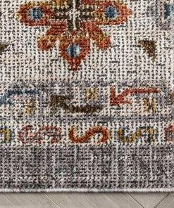 Well Woven Kestrel Vintage Tribal Floral Pattern Grey Textured Rug Global