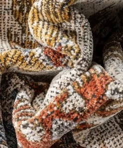 Well Woven Kestrel Vintage Tribal Floral Pattern Grey Textured Rug Global