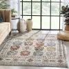 Well Woven Kestrel Vintage Tribal Floral Pattern Grey Textured Rug Global
