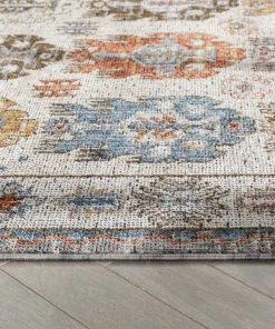 Well Woven Kestrel Vintage Tribal Floral Pattern Grey Textured Rug Global