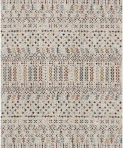 Well Woven Mathias Vintage Tribal Stripes Ivory Textured Rug