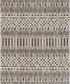 Well Woven Global Mathias Vintage Tribal Stripes Grey Textured Rug