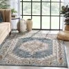 Well Woven Namib Vintage Medallion Oriental Blue Textured Rug