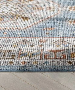 Well Woven Namib Vintage Medallion Oriental Blue Textured Rug