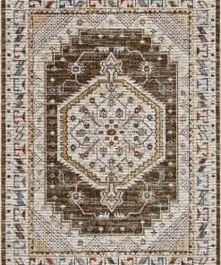 Well Woven Global Namib Vintage Medallion Oriental Brown Textured Rug