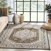 Well Woven Global Namib Vintage Medallion Oriental Brown Textured Rug