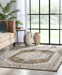 Well Woven Global Namib Vintage Medallion Oriental Rust Textured Rug