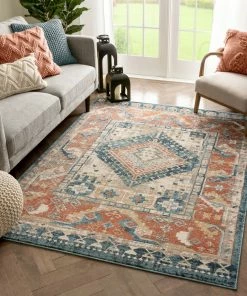 Well Woven Global Kata Vintage Medallion Blue Rust Rug