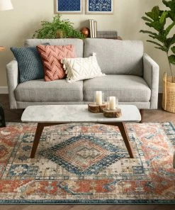 Well Woven Global Kata Vintage Medallion Blue Rust Rug