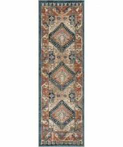 Well Woven Global Kata Vintage Medallion Blue Rust Rug
