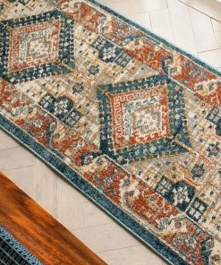 Well Woven Global Kata Vintage Medallion Blue Rust Rug