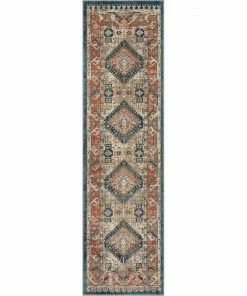 Well Woven Global Kata Vintage Medallion Blue Rust Rug