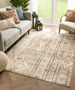 Well Woven Vanda Global Tribal Geometric Grey Rug