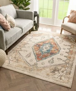 Well Woven Oliver Vintage Medallion Aztec Rust Cream Rug By Rebecca Propes