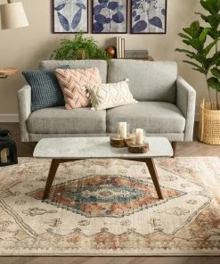 Well Woven Oliver Vintage Medallion Aztec Rust Cream Rug By Rebecca Propes