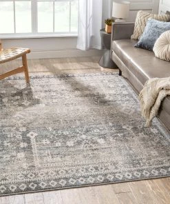 Well Woven Global Terni Vintage Tribal Medallion Light Blue Rug