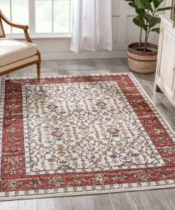 Well Woven Savona Persian Floral Medallion Red Rug
