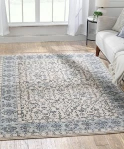 Well Woven Savona Persian Floral Medallion Light Blue Rug