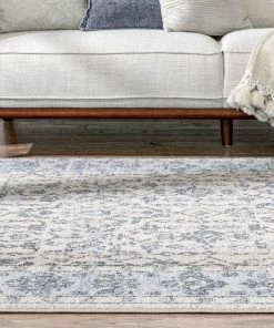 Well Woven Savona Persian Floral Medallion Light Blue Rug