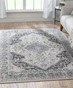 Well Woven Monza Vintage Medallion Oriental Grey Rug Global