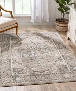 Well Woven Novara Vintage Oriental Medallion Pattern Beige Rug Global