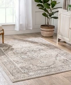 Well Woven Novara Vintage Oriental Medallion Pattern Beige Rug Global