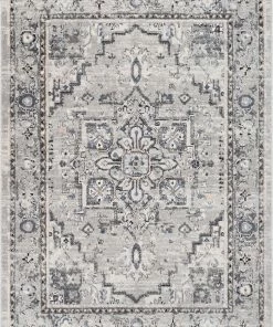 Well Woven Novara Vintage Oriental Medallion Pattern Grey Blue Rug Global