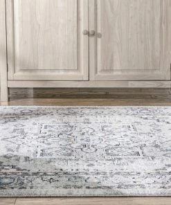 Well Woven Novara Vintage Oriental Medallion Pattern Grey Blue Rug Global