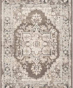 Well Woven Novara Vintage Oriental Medallion Pattern Brown Rug