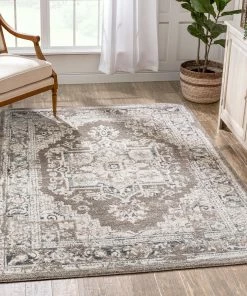 Well Woven Novara Vintage Oriental Medallion Pattern Brown Rug
