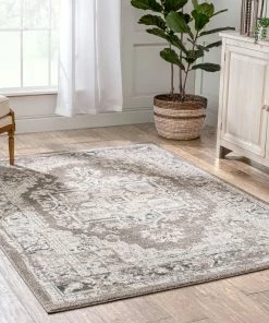 Well Woven Novara Vintage Oriental Medallion Pattern Brown Rug