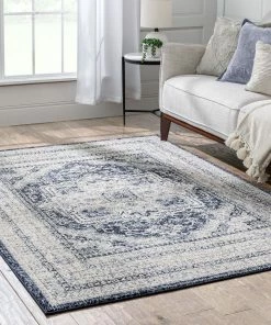 Well Woven Pesaro Vintage Oriental Medallion Blue Rug