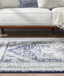 Well Woven Pesaro Vintage Oriental Medallion Blue Rug